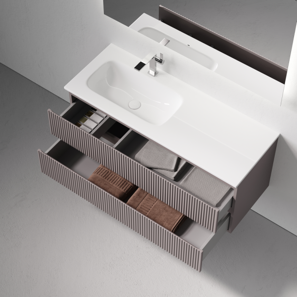 Тумба подвесная SANCOS Snob R левая 1195х445х500, c двумя ящиками оснащенными доводчиками, Doha Soft, SNR120LSM