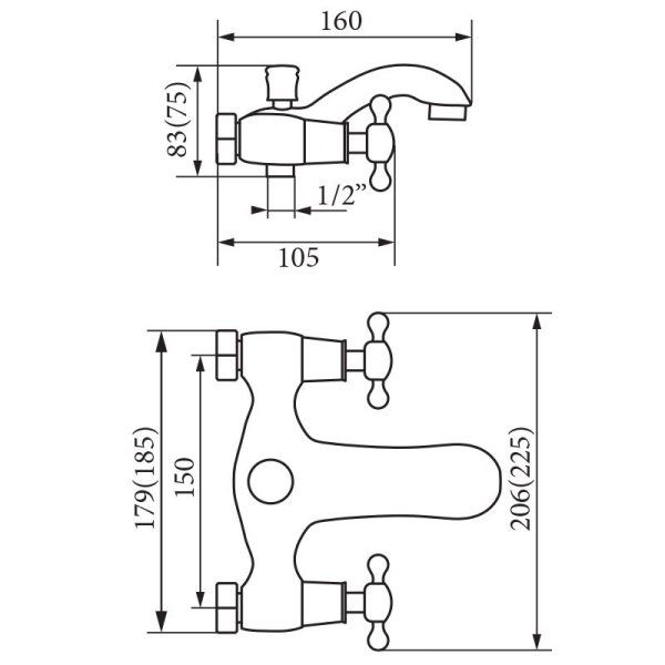 Смеситель для ванны с ручным душем, бронза Veragio AGATHA VR.AGT-3702.BR