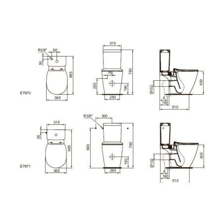 Унитаз-компакт Ideal Standard Connect AquaBlade E042901 прямоугольный