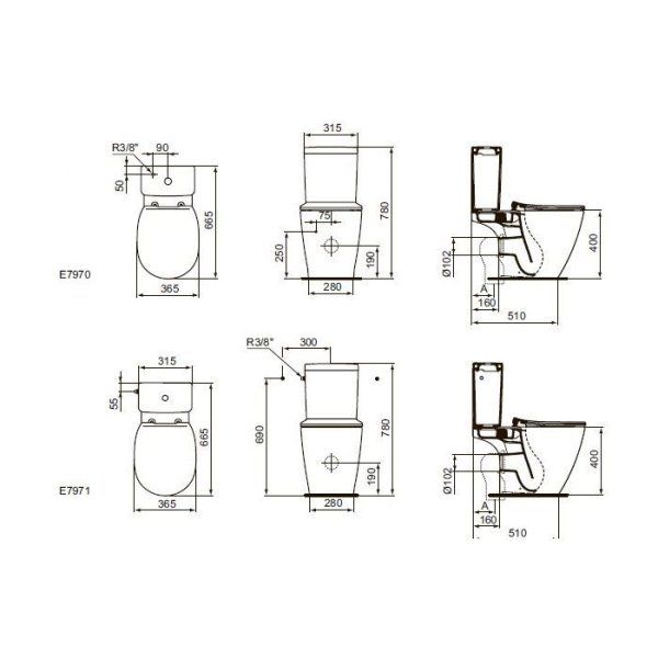 Унитаз-компакт Ideal Standard Connect AquaBlade E042901 прямоугольный