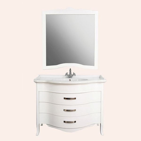 Тумба с раковиной Tiffany World Armony 7224 112 напольная, белая матовая, ручки хром