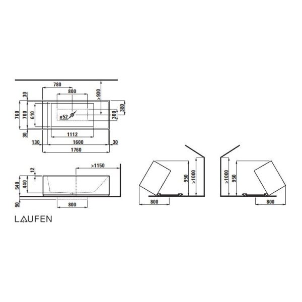 Ванна из искусственного камня Laufen Kartell 2.2233.2.000.627.1 176x76
