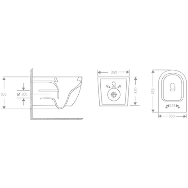 Унитаз подвесной River Ontario 485 WT 10000013696 безободковый, торнадо, с сиденьем микролифт, белый