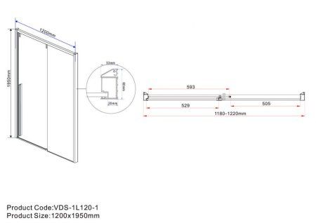 Душевая дверь Vincea Lugano VDS-1L-1 120x195 прозрачное, хром