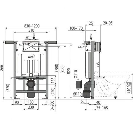 Система инсталляции для унитазов AlcaPlast Sadromodul AM101/1120D
