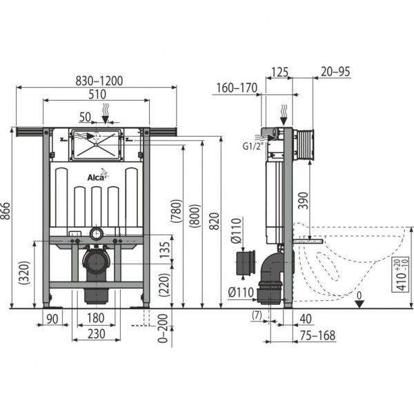 Система инсталляции для унитазов AlcaPlast Sadromodul AM101/1120D