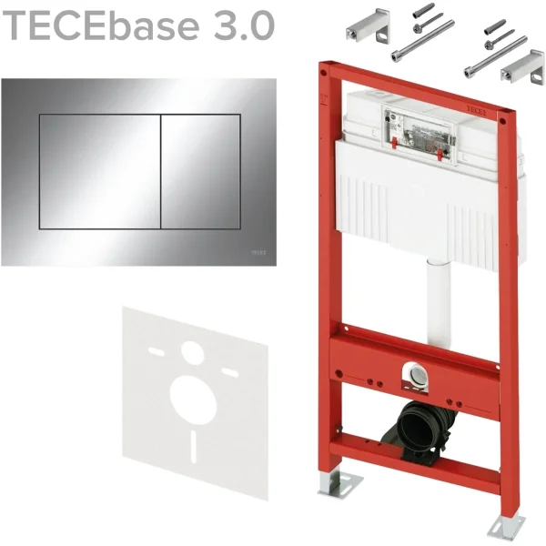 Инсталляция для унитаза Tece TECEnow + TECEbase 3.0 N500412 с кнопкой смыва, хром