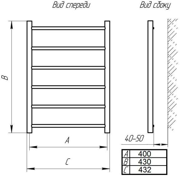 Полотенцесушитель водяной Tera Классика 40х40