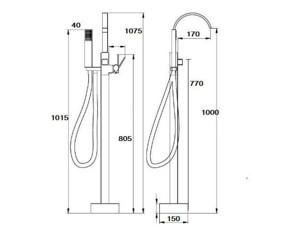 Смеситель RESIA для отдельностоящей ванны, цвет хром, латунь BOCH MANN BM7775