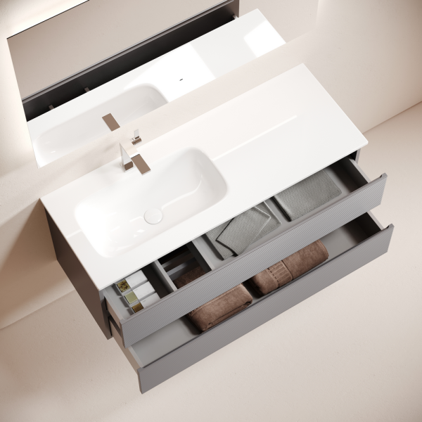 Тумба подвесная SANCOS Folk  левая 1195х445х500, c двумя ящиками оснащенными доводчиками, Grey soft, FL120LGS