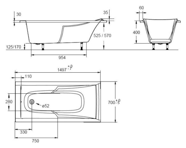 Акриловая ванна Jacob Delafon Corvette 3 150 см