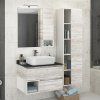 Тумба-умывальник COMFORTY "Прага-75" дуб белый с антрацитовой столешницей, с раковиной COMFORTY T-Y9378