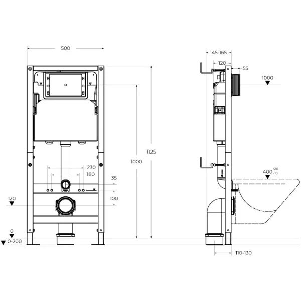 Инсталляция для унитаза BelBagno BB-109-M-C сборная из двух частей