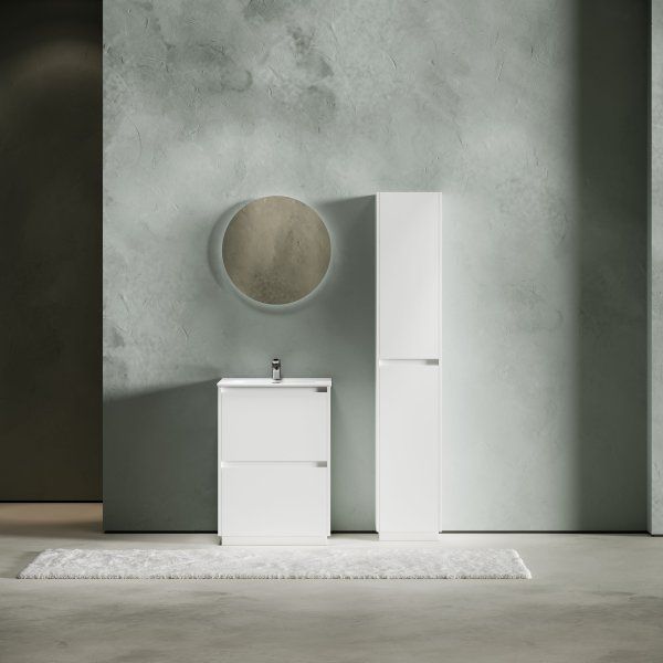 Тумба под раковину SANCOS Libra Floor напольная,  590х450х840, c двумя ящиками оснащенными доводчиками, белый глянец ,  LB60FW