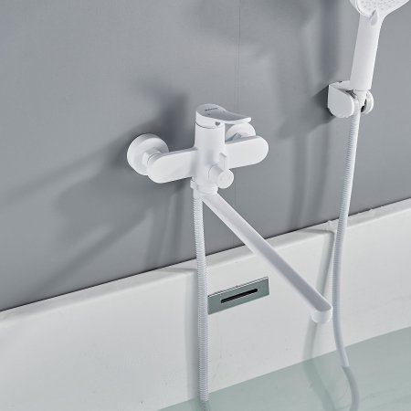 Смеситель для ванны однорычажный  Shevanik S4322C, Белый