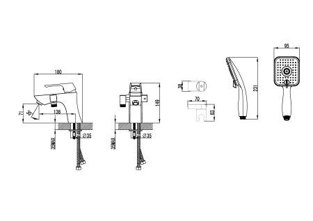 Смеситель на борт ванны Lemark Unit (LM4515C)