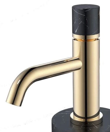 Смеситель Boheme Stick 121-G-MR-BLACK для раковины низкий, золото, мрамор черный
