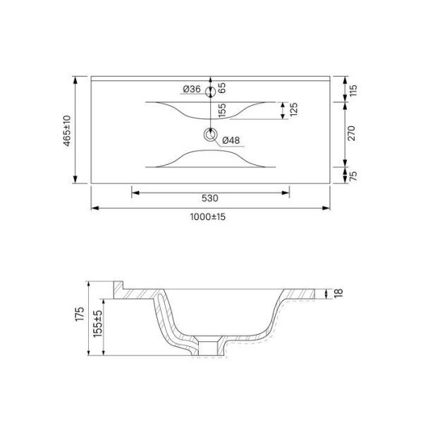 Тумба с умывальником IDDIS подвесная 100 см белая/черный мрамор Cloud (CLKOO1MT0BEE0iTG95QCK)