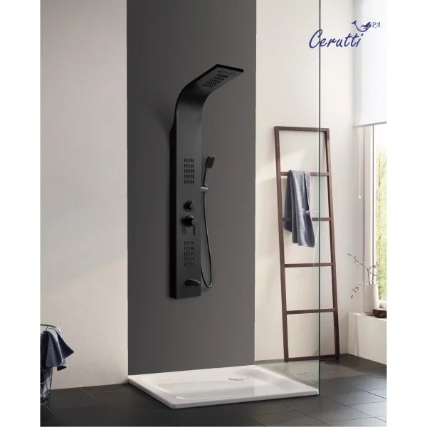 Душевая панель Ceruttispa Virginia CT9989 со смесителем, черный матовый