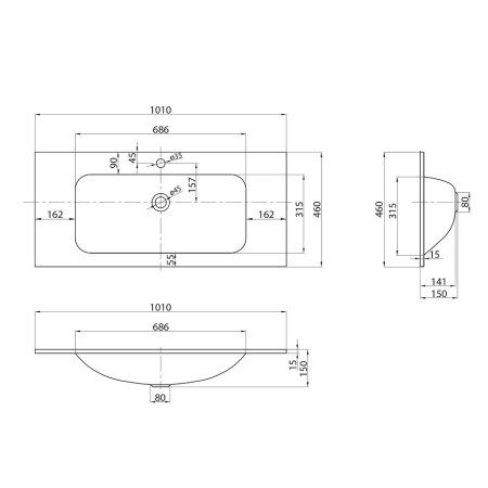 Раковина BelBagno BB1010/465-LV-VTR-BL 101 белый глянцевый
