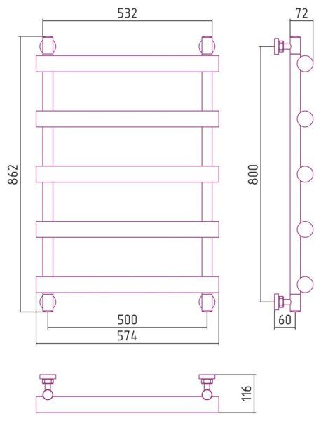 Полотенцесушитель водяной Сунержа Атлант 12-0226-8050 800x500 белый