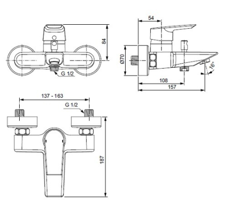 Смеситель Ideal Standart Tesi A6583AA для ванны