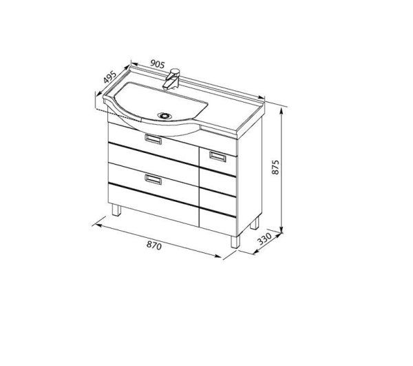 Тумба под раковину Aquanet Сити 00181973 90 L, белая