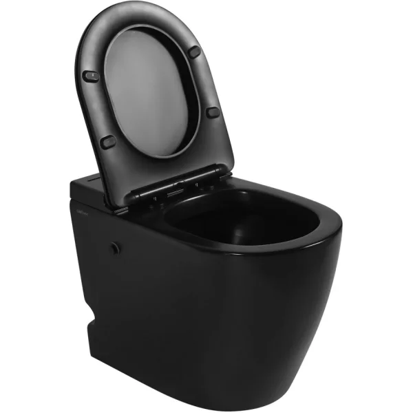 Унитаз напольный Abber Bequem AC1115PMB импульсный, с сиденьем микролифт, черный матовый
