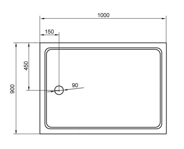 Поддон для душа акриловый Cezares Tray TRAY-A-AH-100/90-15-W прямоугольный