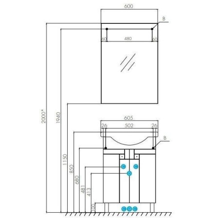 Тумба с раковиной Aquaton Фиджи 1A1796K0FG010 60 белая