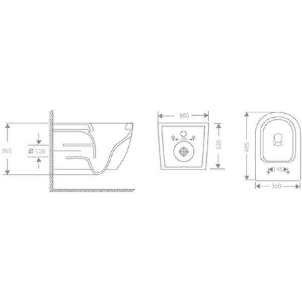 Унитаз подвесной River Michigan 485 WT 10000013699 безободковый, торнадо, с сиденьем микролифт, белый