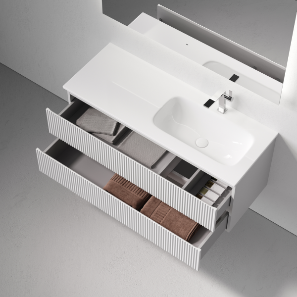 Тумба подвесная SANCOS Snob R правая 1195х445х500, c двумя ящиками оснащенными доводчиками, Bianco, SNR120RW