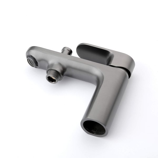 Смеситель врезной на борт ванны на 1 отв. Aquatek AQ1944BGM АЛЬФА , оружейная сталь