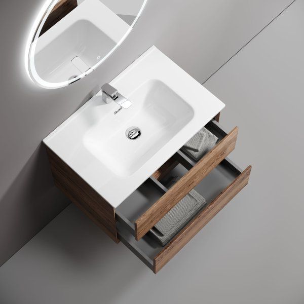 Тумба подвесная SANCOS Marmi 2.0 690х445х520 с двумя ящиками оснащенными доводчиками скрытого монтажа, дуб чарльстон, MR2.070ECH