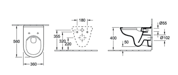 Чаша для унитаза подвесного Villeroy & Boch O.Novo 5660R001 альпийский белый