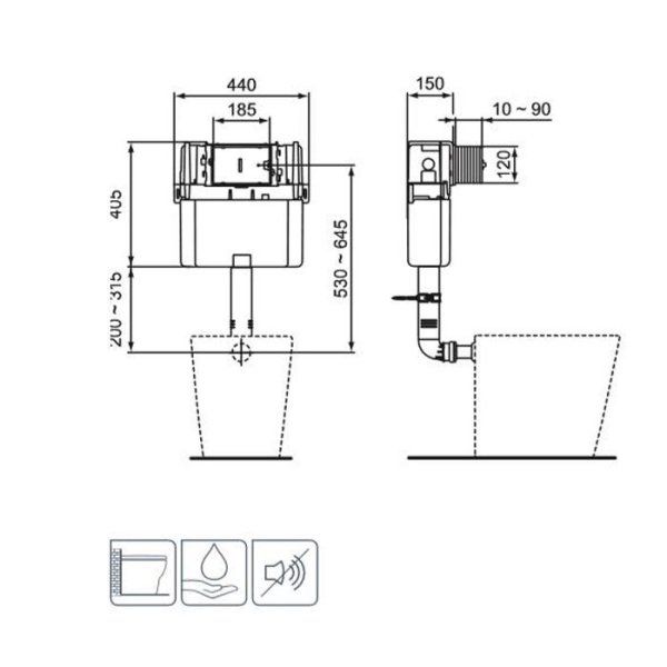 Смывной бачок скрытого монтажа Ideal Standard ProSys 150 R014167