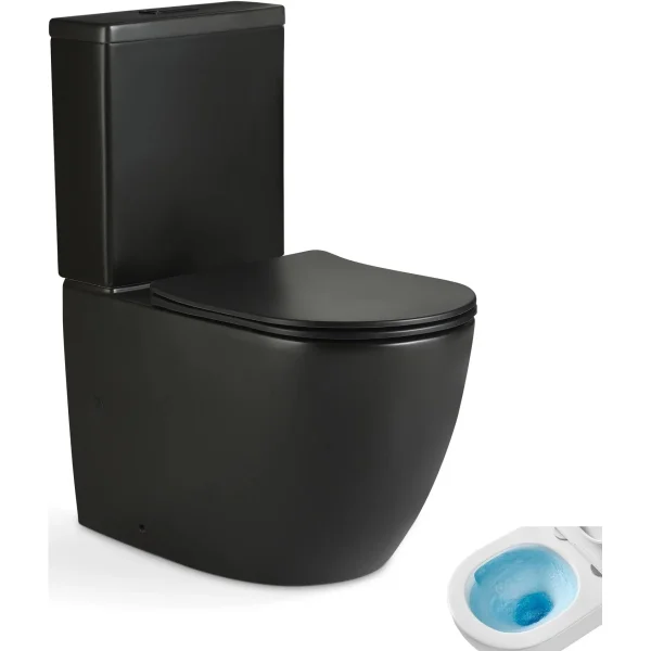 Унитаз-компакт GID Tn2188TF-BM безободковый, торнадо, с сиденьем микролифт, черный матовый