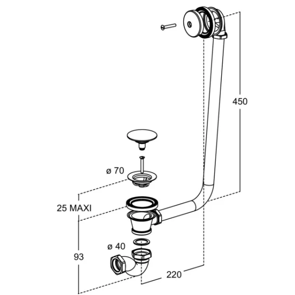 Слив-перелив для ванны Jacob Delafon Cleo 1889 E7807-CP автомат, хром