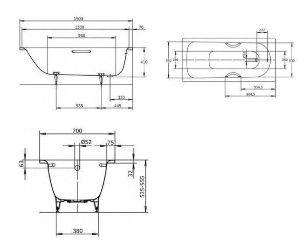 Ванна стальная Kaldewei Saniform Plus Star 331 133130003001 150x70 см Anti-slip + Easy-clean