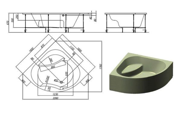 Акриловая ванна Kolpa San Swan 160х160