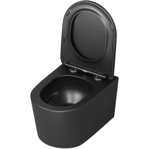 Унитаз подвесной Grossman GR-4499BMSQ безободковый, торнадо, с сиденьем микролифт, черный матовый