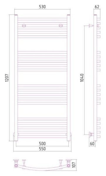 Полотенцесушитель водяной Сунержа Аркус 1200х500 белый