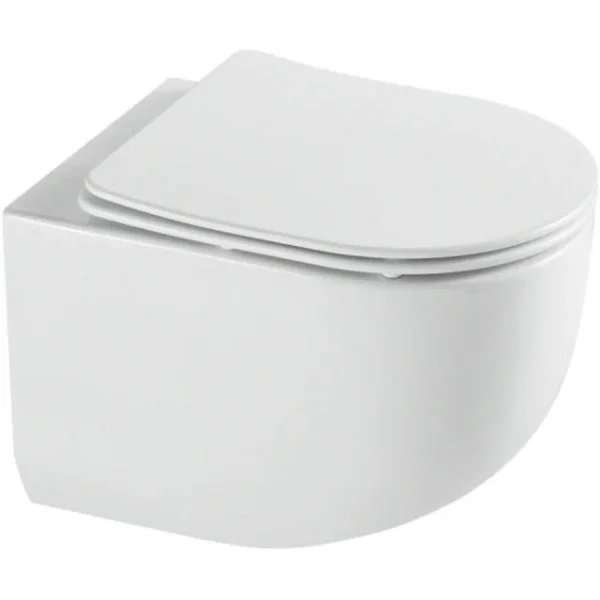 Унитаз подвесной AQUAme AQM2012 безободковый, торнадо, с сиденьем микролифт, белый глянец