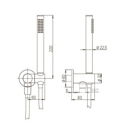 Душевой набор для встраиваемого смесителя, PAINI 53MTYORY44LN0/SJ73QE9, чёрный