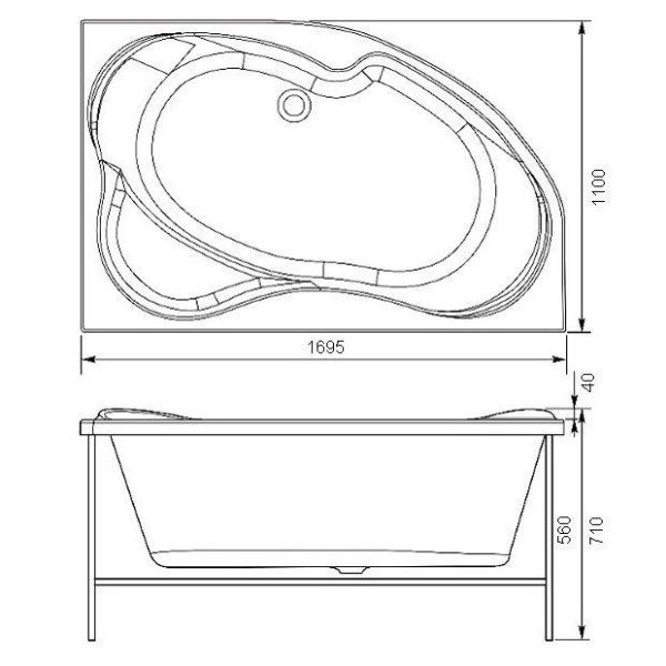 Акриловая ванна Aquanet Capri 00203914 170х110 L