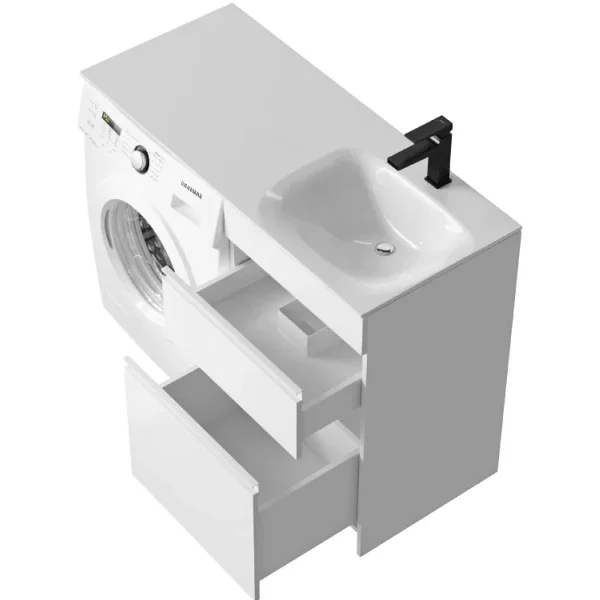 Тумба под раковину Aqwella Duet DU01052N 53,5 см, напольная, над стиральной машиной, белый глянец