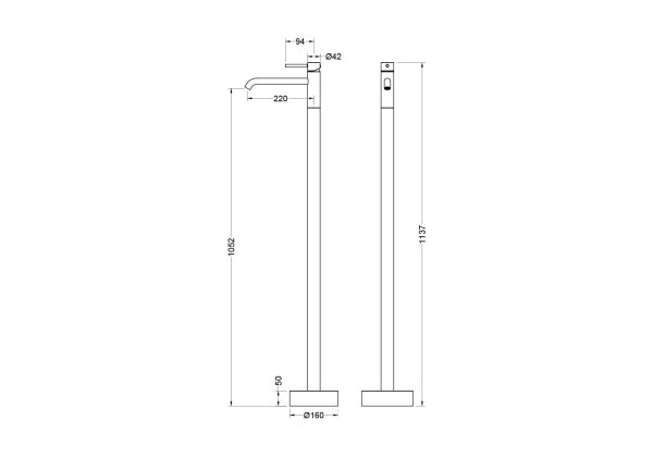 Смеситель для раковины напольный AQUATEK, матовый черный AQ1309MB ЕВРОПА, Черный матовый