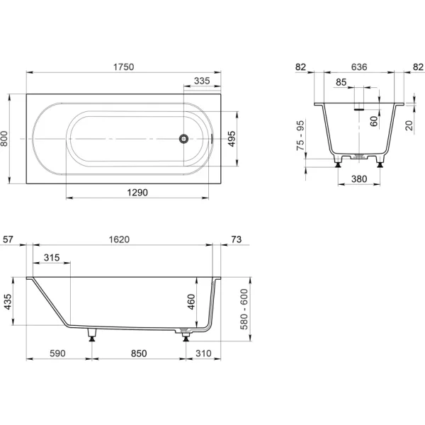 Ванна из литьевого мрамора Whitecross Gin 0217.175080.200 175x80 см, белый матовый