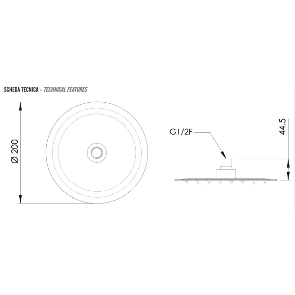Верхний душ 200 мм Remer 357UFM20X