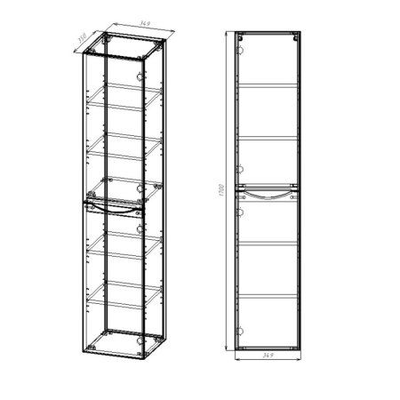 Шкаф-пенал Vincea Mia VSC-2M170VO-R 35x35x170 V.Oak